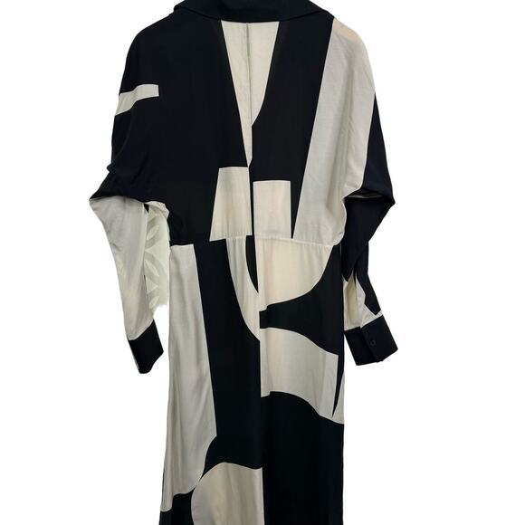 CLOSED Viscose and Silk Shirt Collar Faux Wrap Graphical Midi Size S NWT $655 - Picture 11 of 13